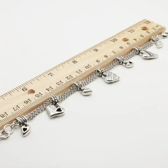 Designer BRIGHTON beaded Cubic Zirconia Heart Charms Bracelet - Picture 7 of 11